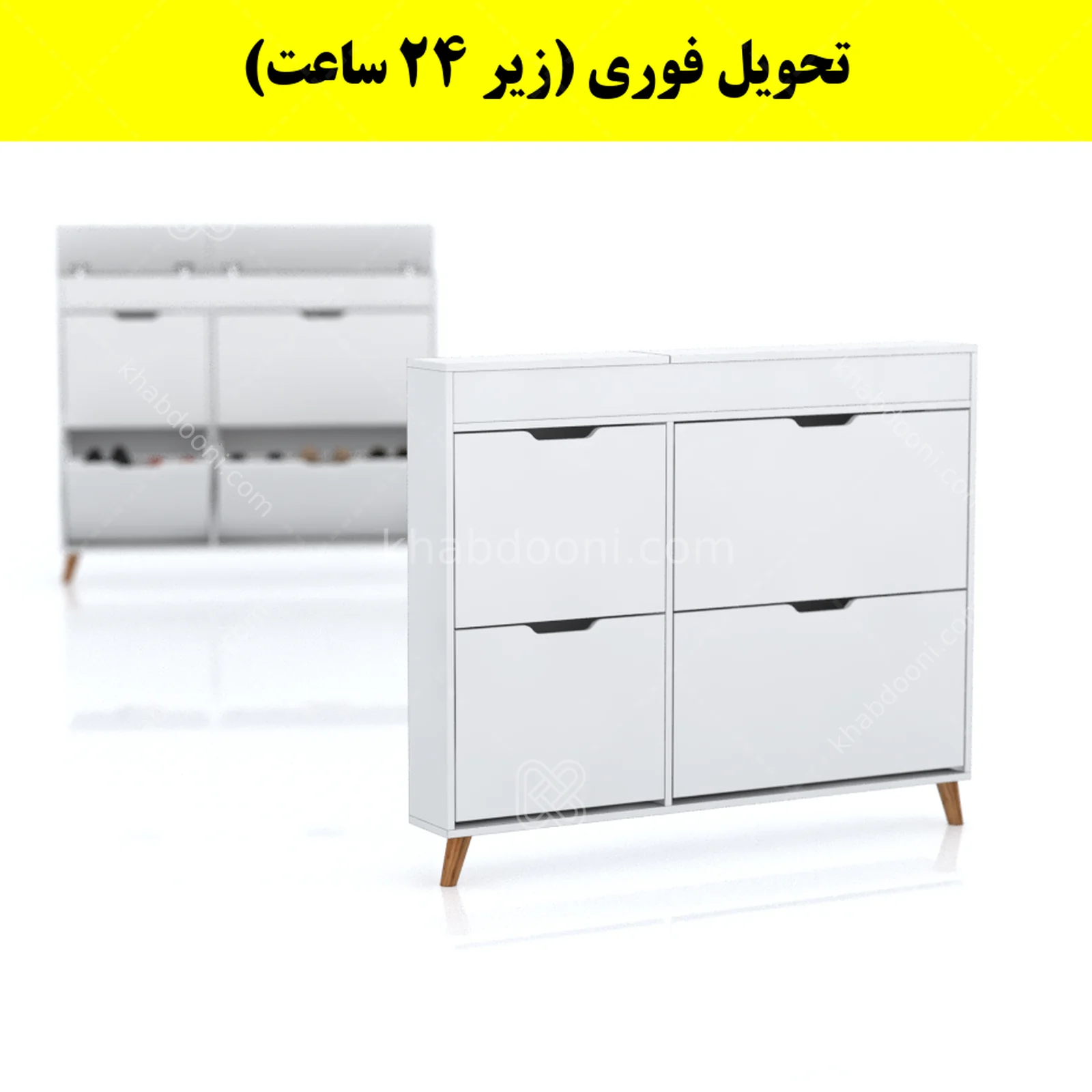 جاکفشی داشبوردی باریک باکس دار چهار درب النا – طول 125 (تحویل فوری) سفید