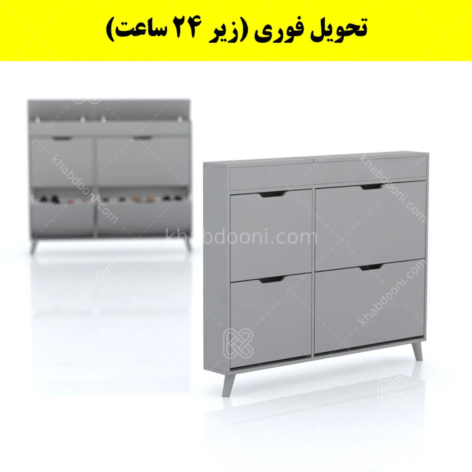 جاکفشی داشبوردی باریک باکس دار چهار درب النا – طول 125 (تحویل فوری) طوسی
