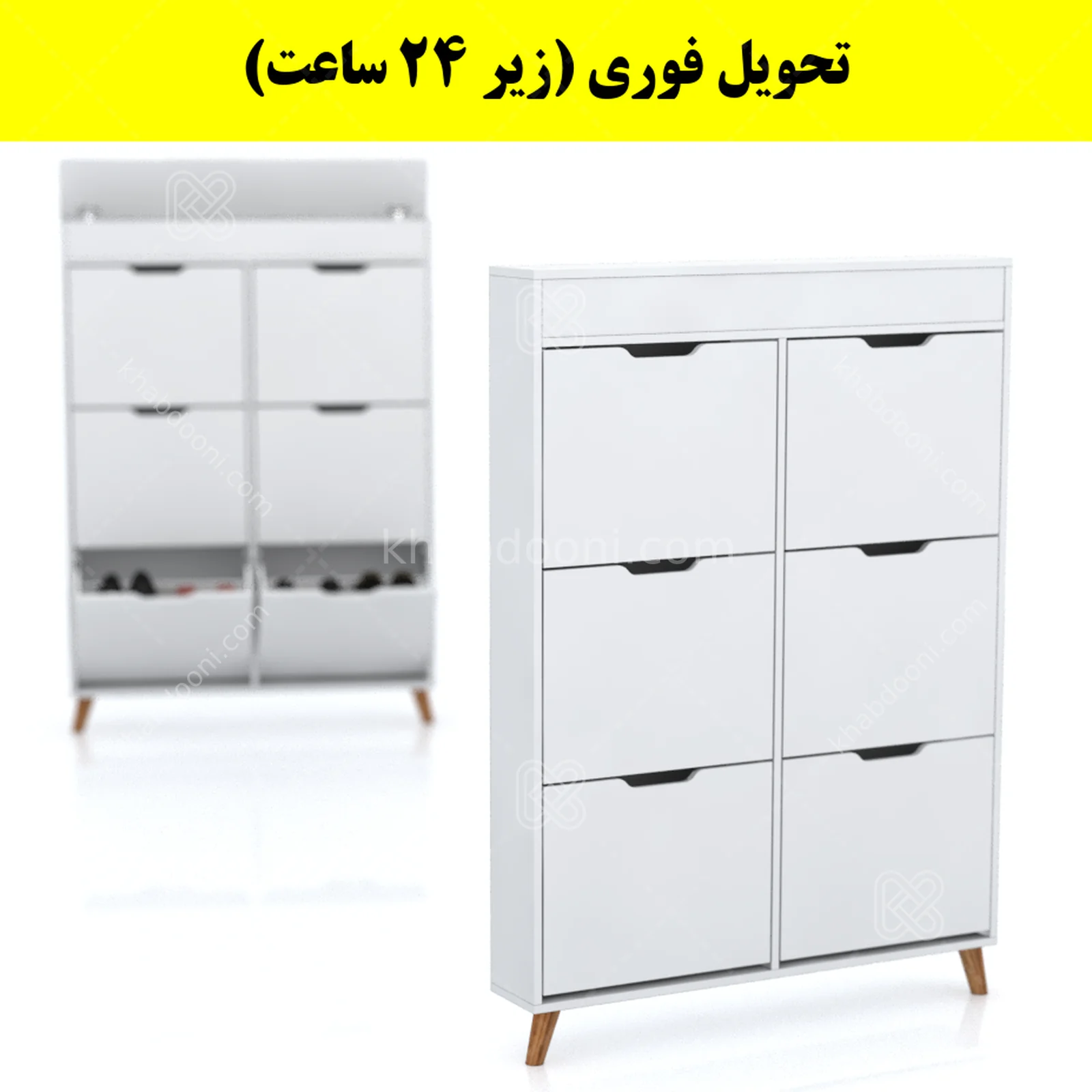 جاکفشی داشبوردی باریک باکس دار شش درب النا – طول 100 (تحویل فوری) سفید
