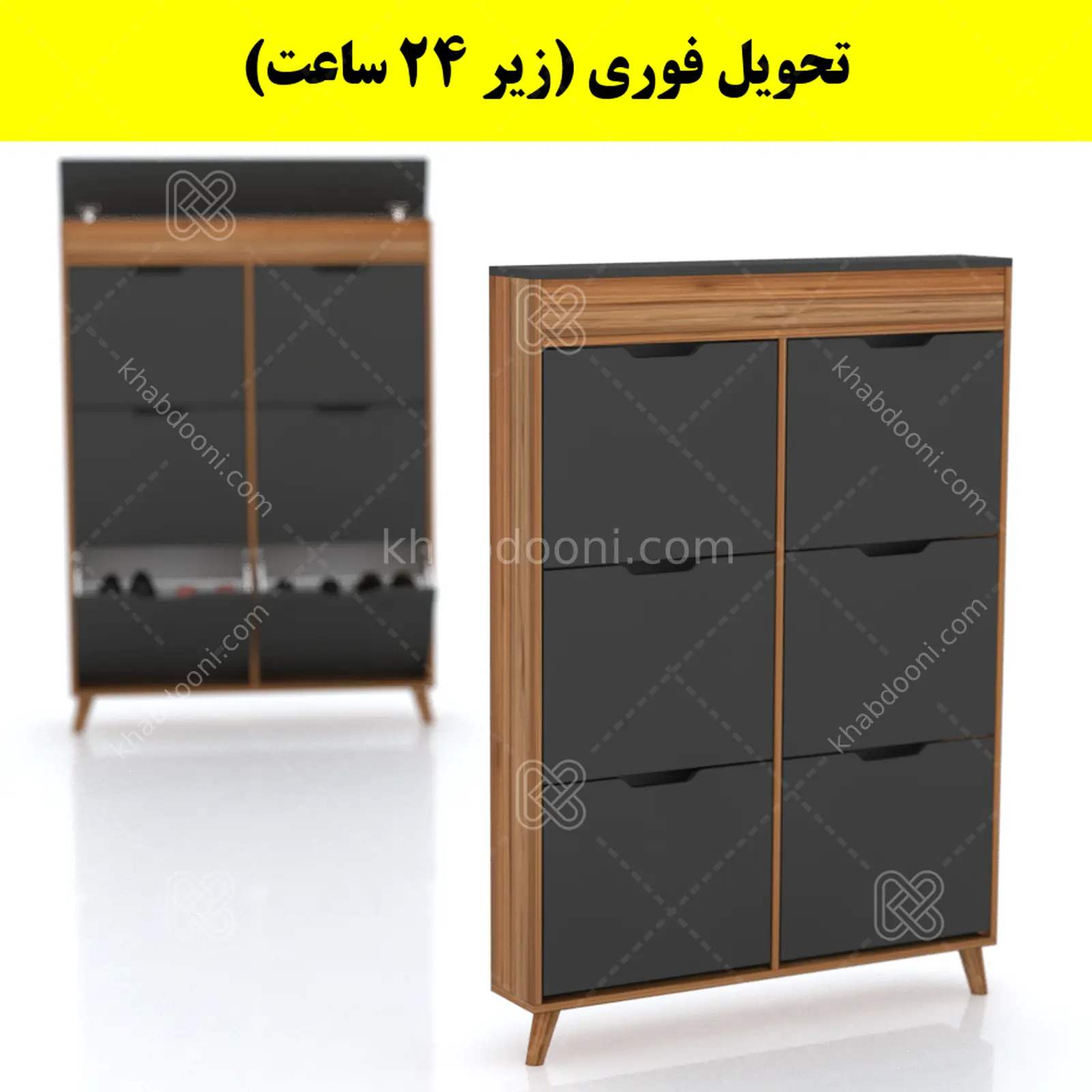 جاکفشی داشبوردی باریک باکس دار شش درب النا – طول 100 (تحویل فوری) نوک مدادی گردویی