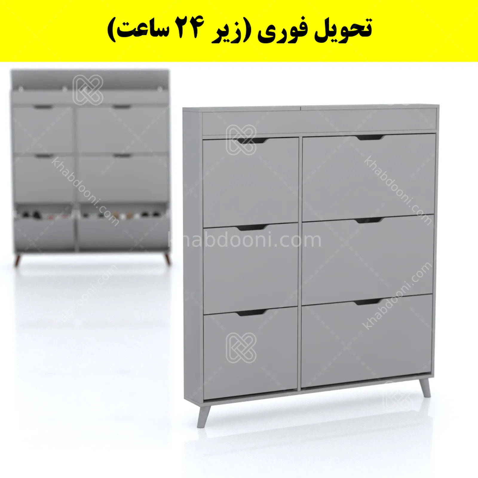 جاکفشی داشبوردی باریک باکس دار شش درب النا – طول 125 (تحویل فوری) طوسی