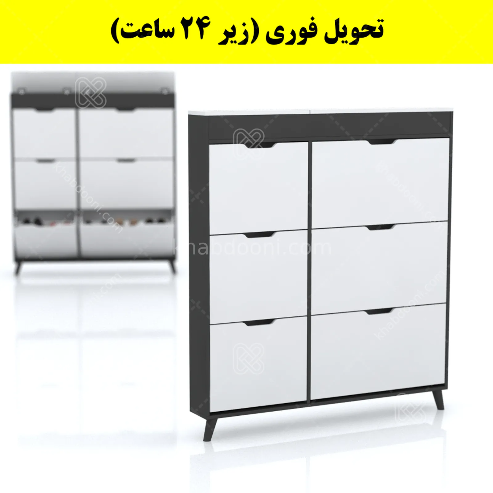 جاکفشی داشبوردی باریک باکس دار شش درب النا – طول 125 (تحویل فوری) سفید نوک مدادی