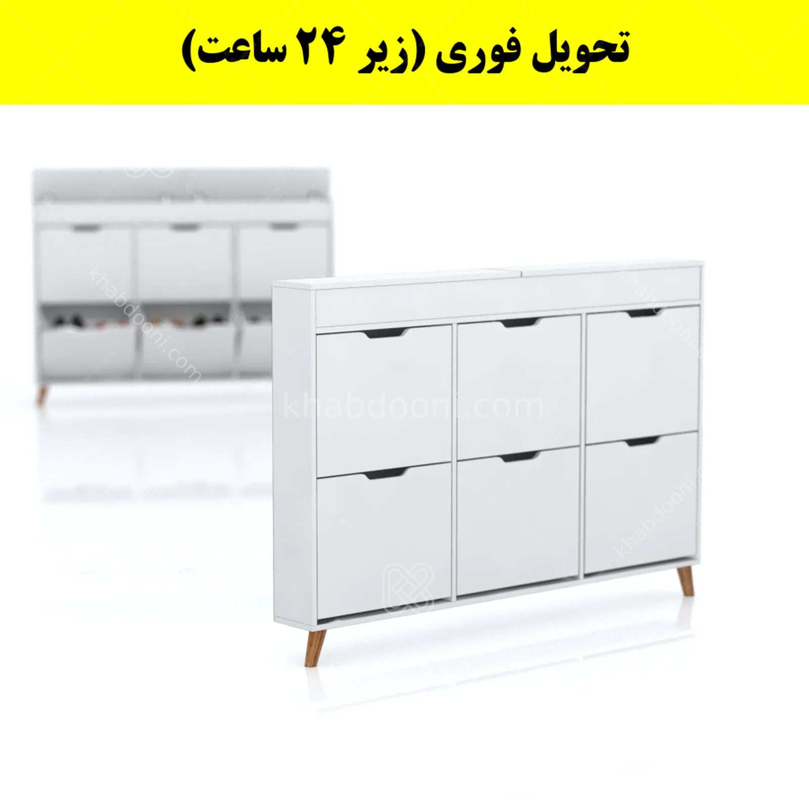 جاکفشی داشبوردی باریک باکس دار شش درب النا – طول 150 (تحویل فوری) سفید