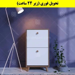 جاکفشی داشبوردی دو درب دستگیره چوبی – طول 50 (تحویل فوری) سفید گردویی