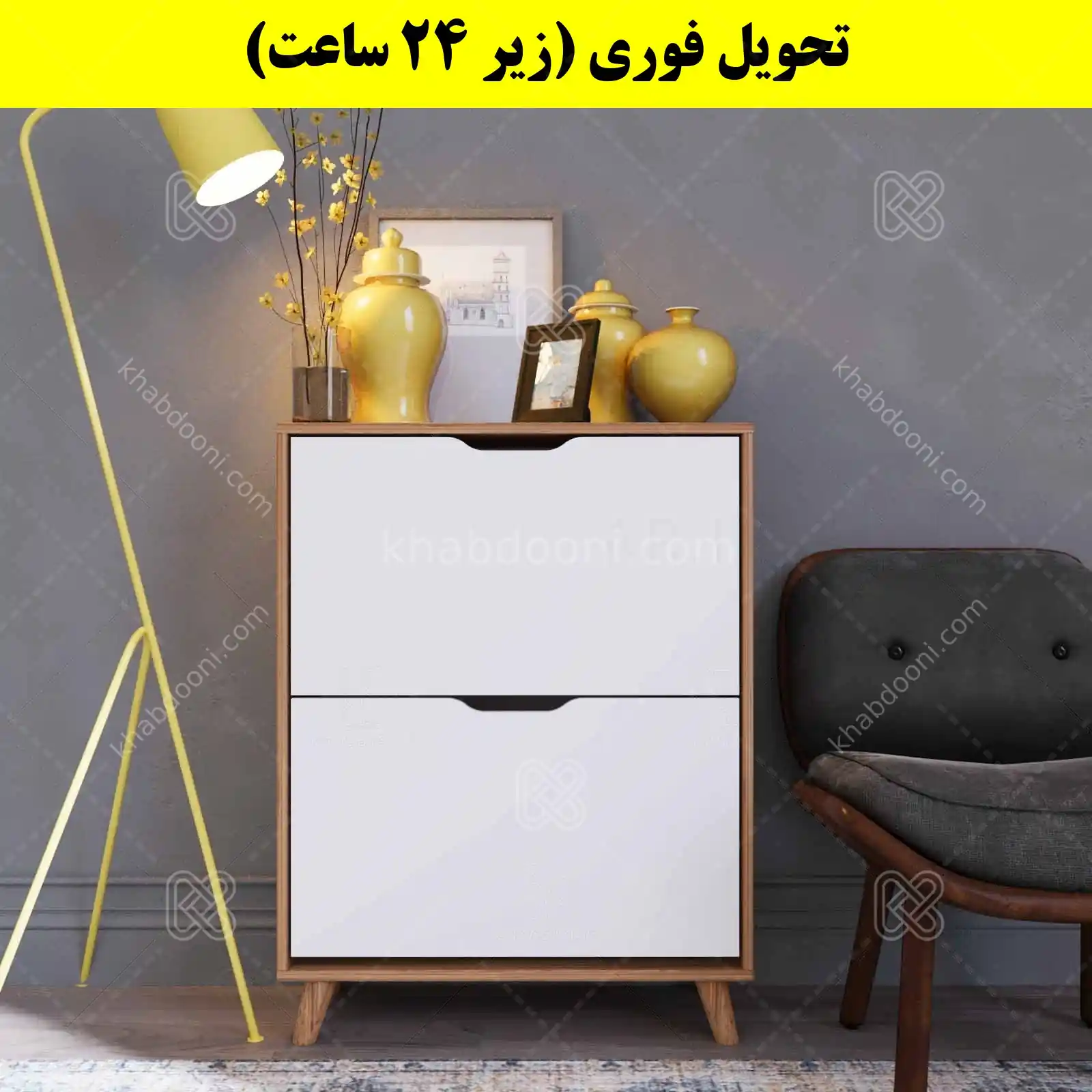 جاکفشی داشبوردی دو درب النا – طول 70 (تحویل فوری) سفید گردویی