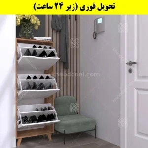 جاکفشی داشبوردی سه درب النا – طول 50 (تحویل فوری) سفید گردویی