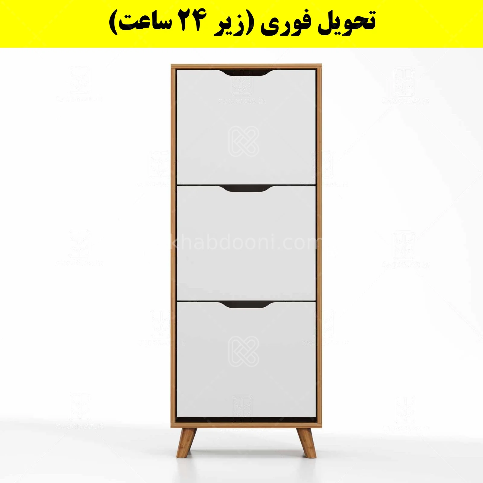 جاکفشی داشبوردی سه درب النا – طول 50 (تحویل فوری) سفید گردویی