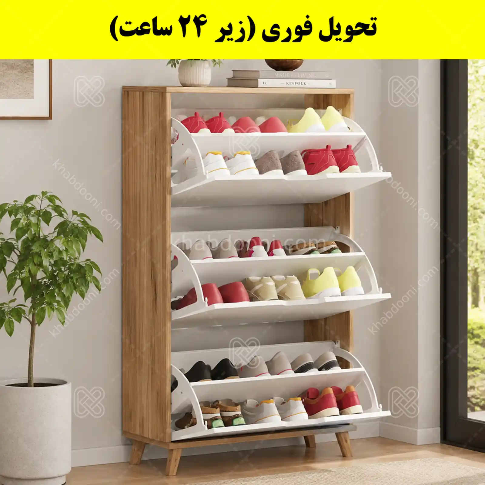 جاکفشی داشبوردی سه درب النا – طول 70 (تحویل فوری) سفید گردویی