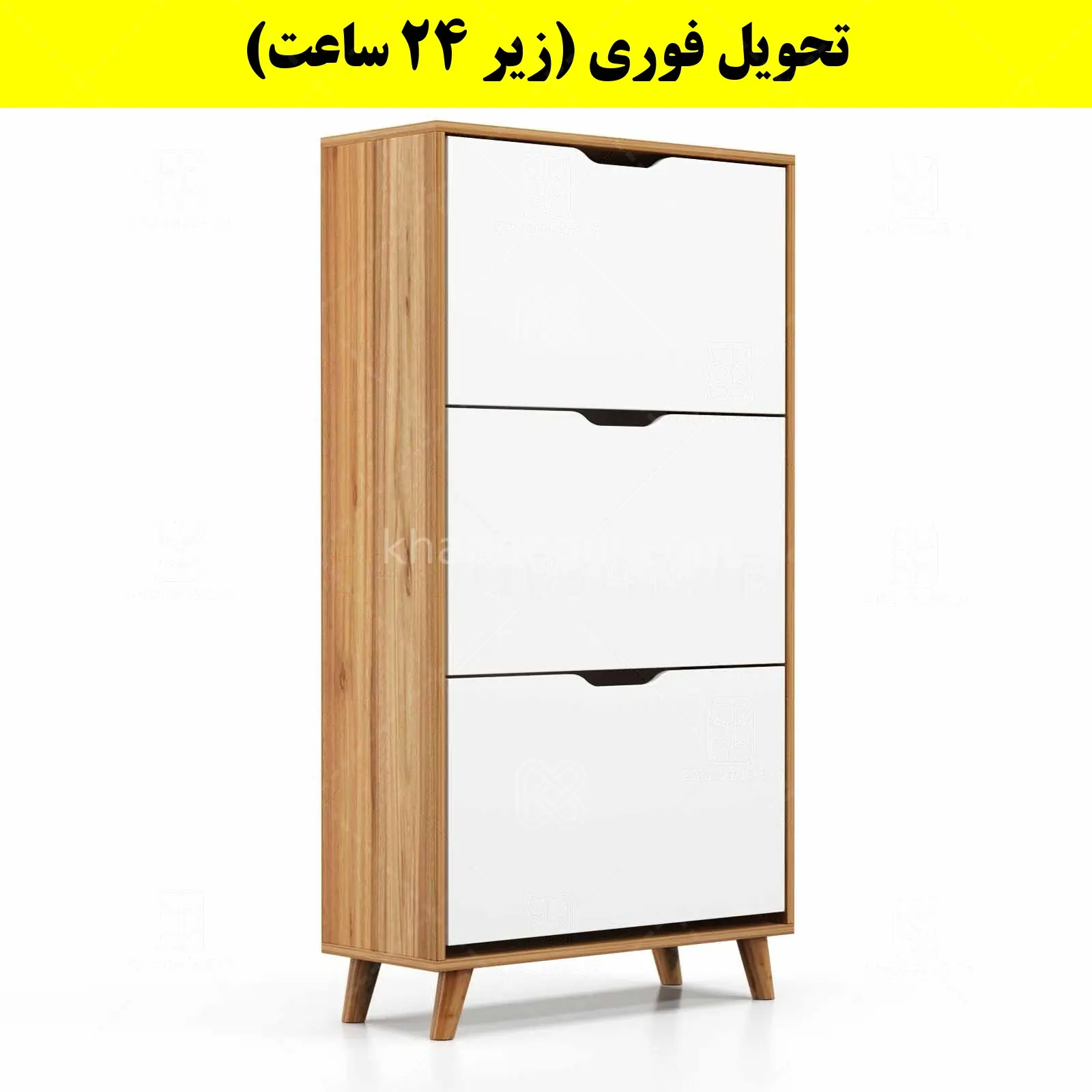 جاکفشی داشبوردی سه درب النا – طول 70 (تحویل فوری) سفید گردویی