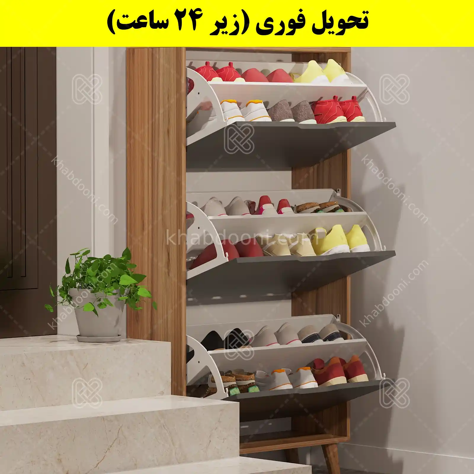 جاکفشی داشبوردی سه درب النا – طول 70 (تحویل فوری) نوک مدادی گردویی
