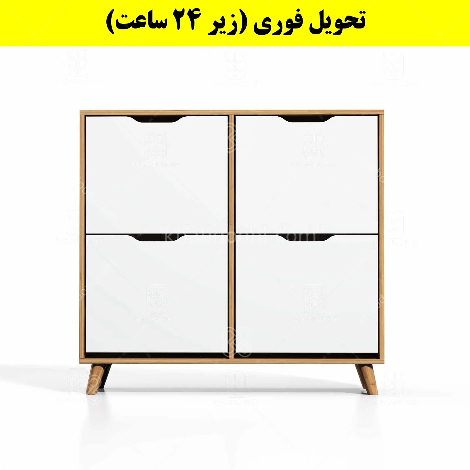 جاکفشی داشبوردی چهار درب النا – طول 100 (تحویل فوری) سفید گردویی