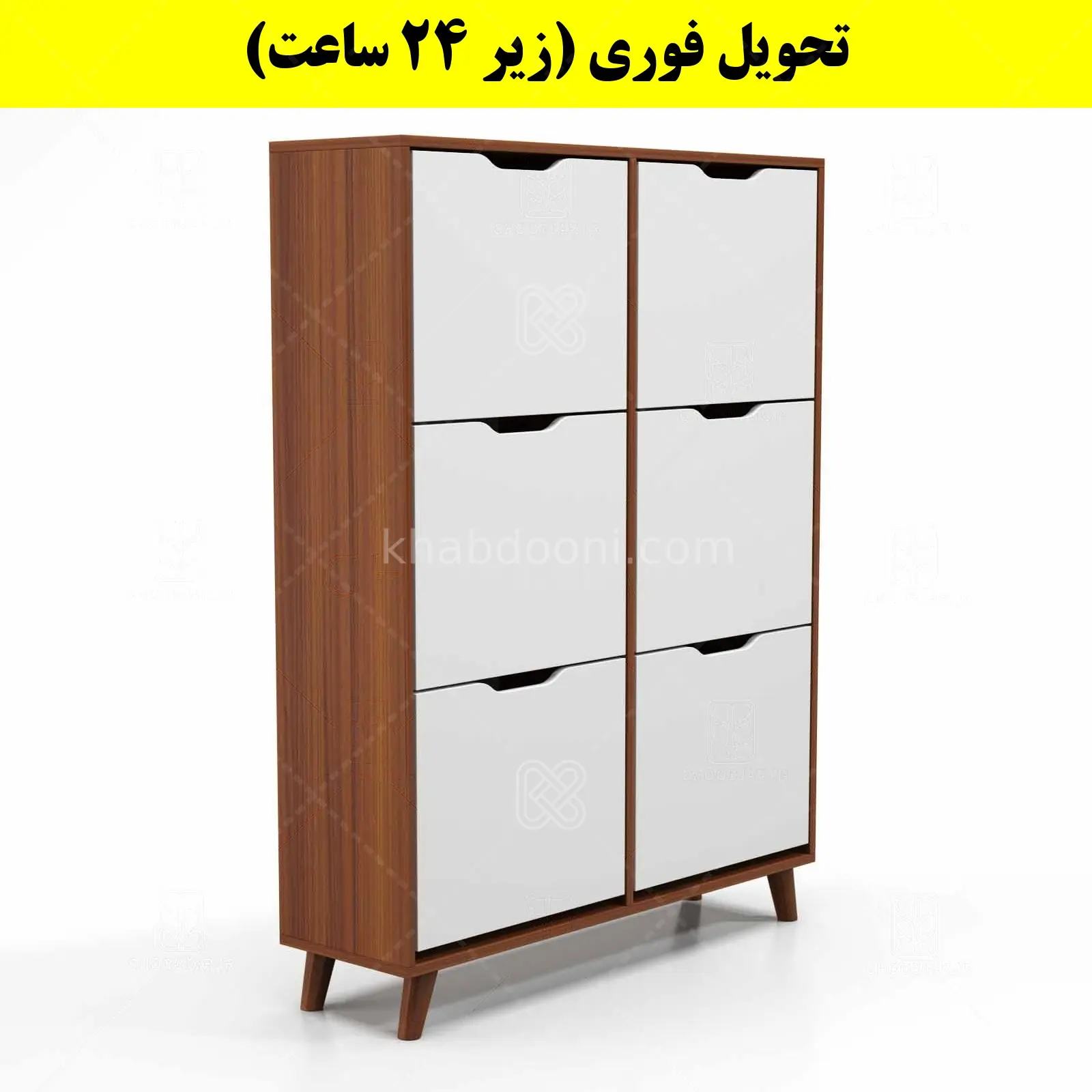 جاکفشی داشبوردی شش درب النا – طول 100 (تحویل فوری) سفید گردویی