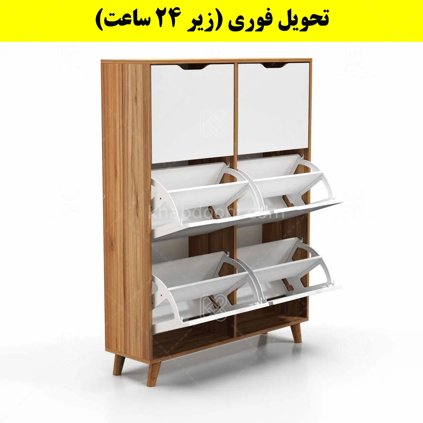 جاکفشی داشبوردی شش درب النا – طول 100 (تحویل فوری) سفید گردویی