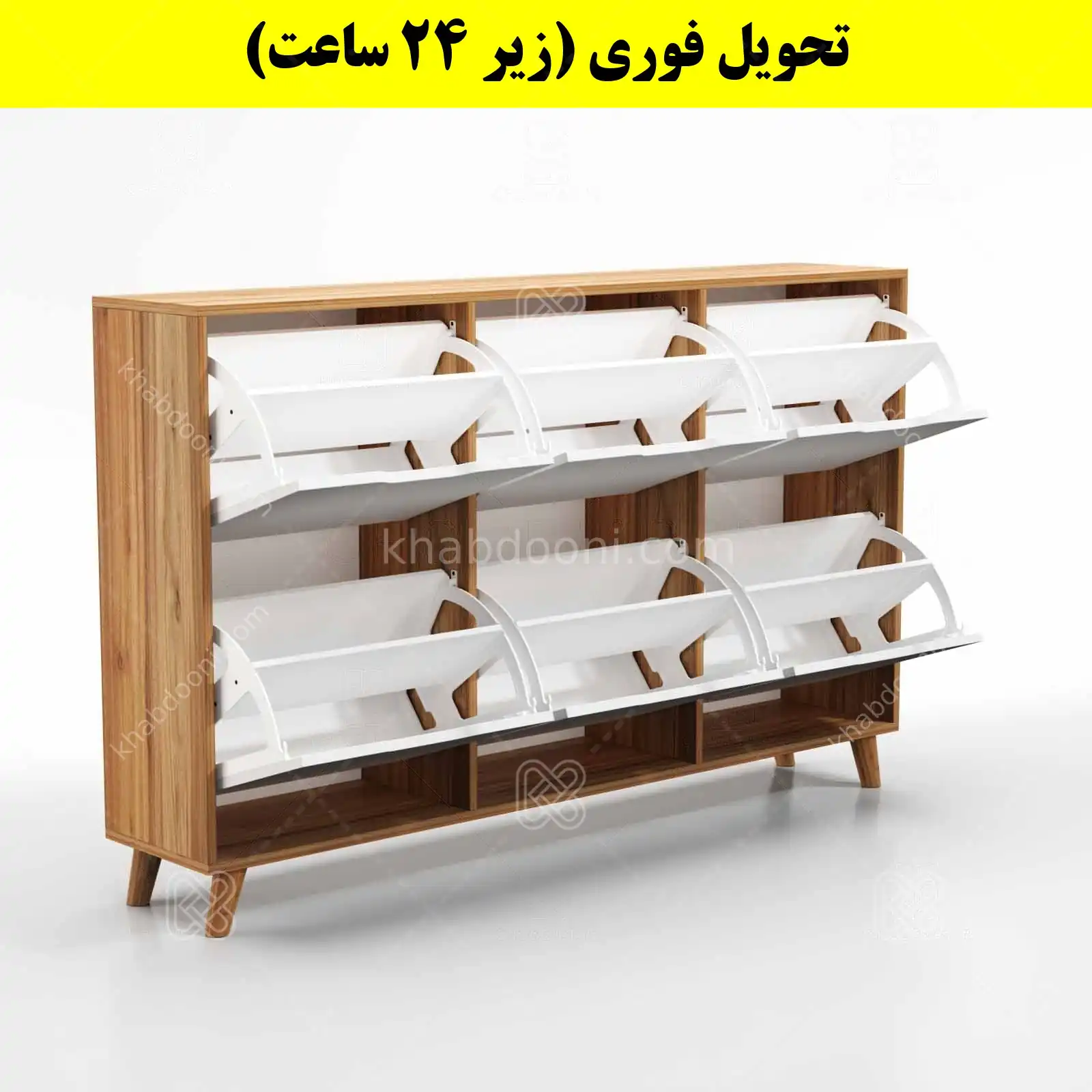 جاکفشی داشبوردی شش درب النا – طول 150 (تحویل فوری) سفید گردویی