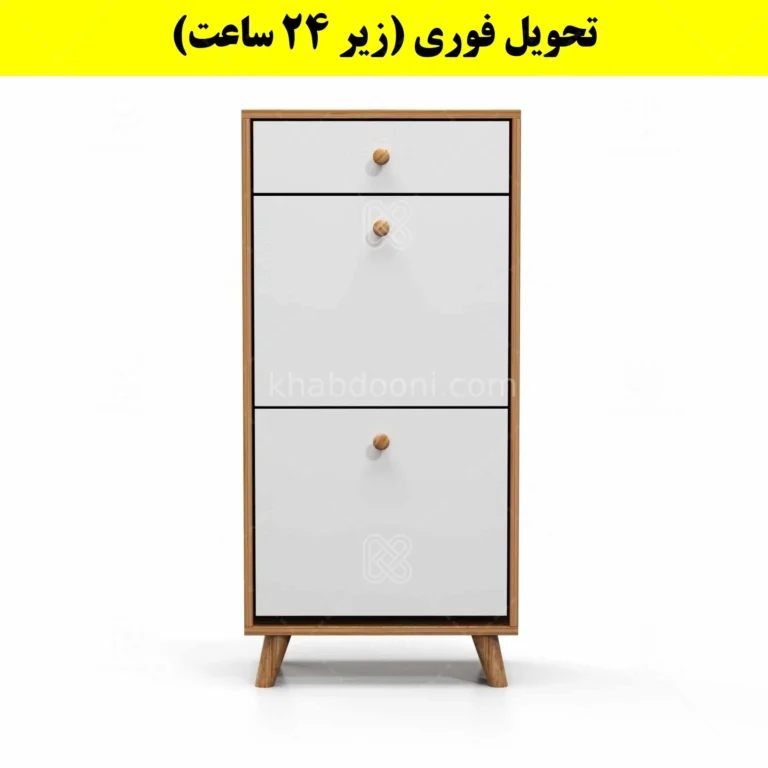 جاکفشی داشبوردی دو درب کشودار دستگیره چوبی – طول 50 (تحویل فوری)