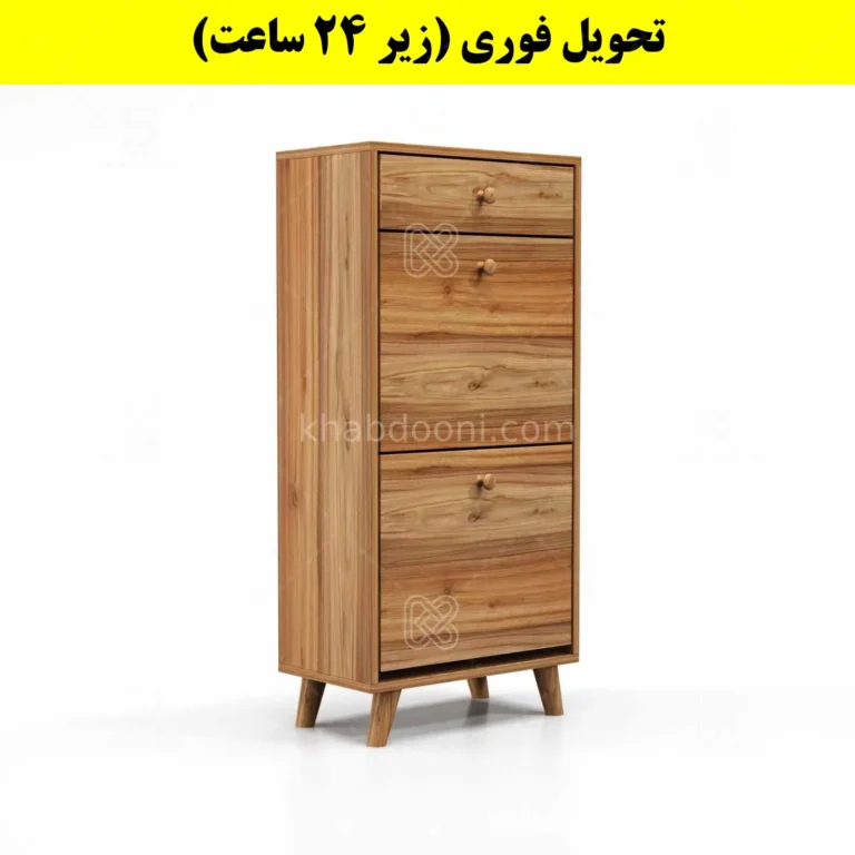 جاکفشی داشبوردی دو درب کشودار دستگیره چوبی – طول 50 (تحویل فوری)