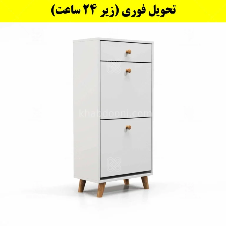 جاکفشی داشبوردی دو درب کشودار دستگیره چوبی – طول 50 (تحویل فوری)