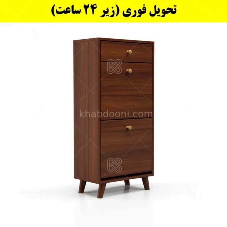 جاکفشی داشبوردی دو درب کشودار دستگیره چوبی – طول 50 (تحویل فوری)