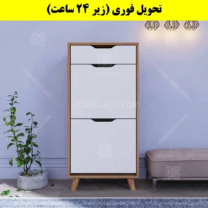 جاکفشی داشبوردی دو درب کشودار النا – طول 50 (تحویل فوری) سفید گردویی