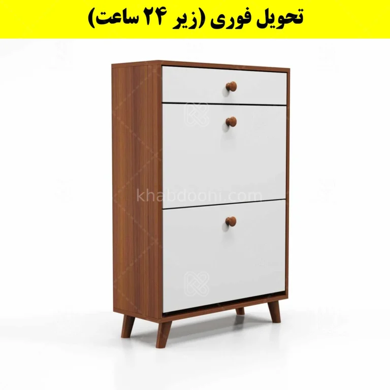 جاکفشی داشبوردی دو درب کشودار دستگیره چوبی – طول 70 (تحویل فوری)