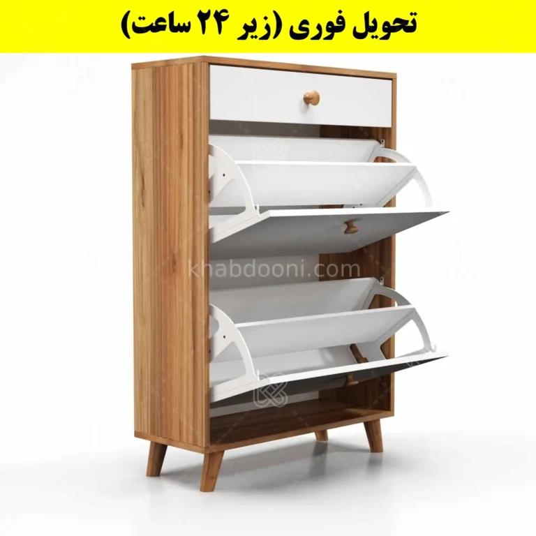 جاکفشی داشبوردی دو درب کشودار دستگیره چوبی – طول 70 (تحویل فوری)