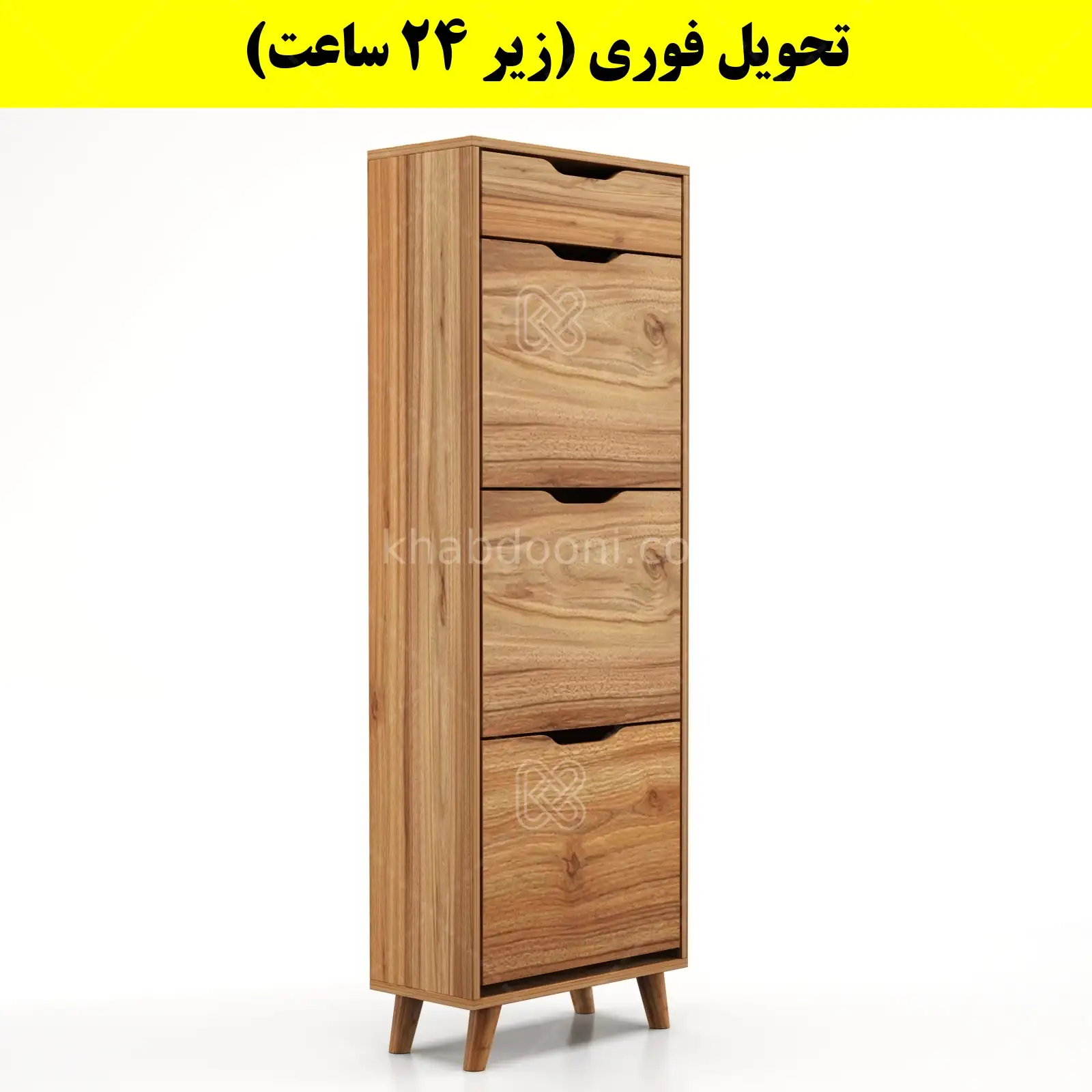 جاکفشی داشبوردی سه درب کشودار النا – طول 50 (تحویل فوری) گردویی