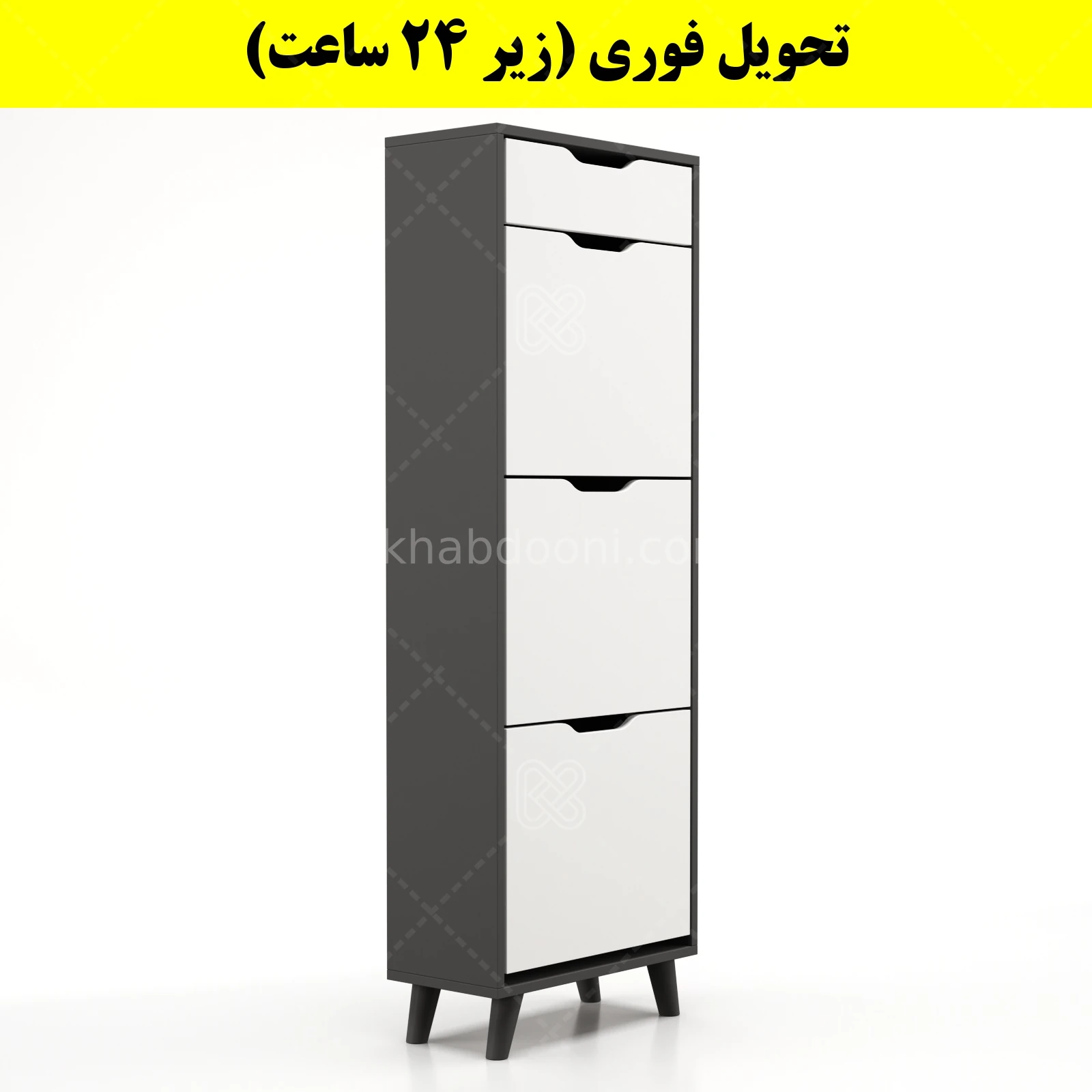 جاکفشی داشبوردی سه درب کشودار النا – طول 50 (تحویل فوری) سفید نوک مدادی