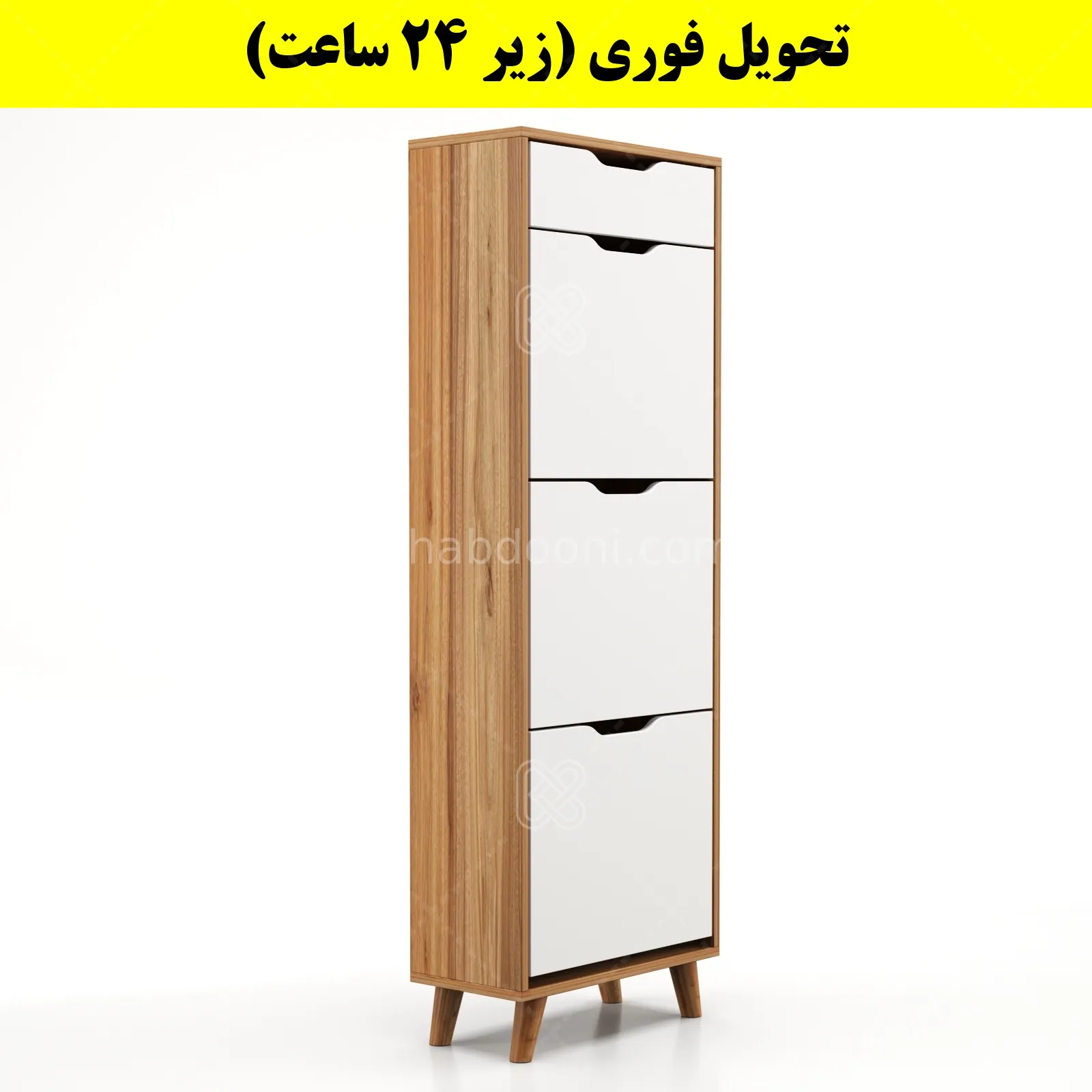 جاکفشی داشبوردی سه درب کشودار النا – طول 50 (تحویل فوری) سفید گردویی