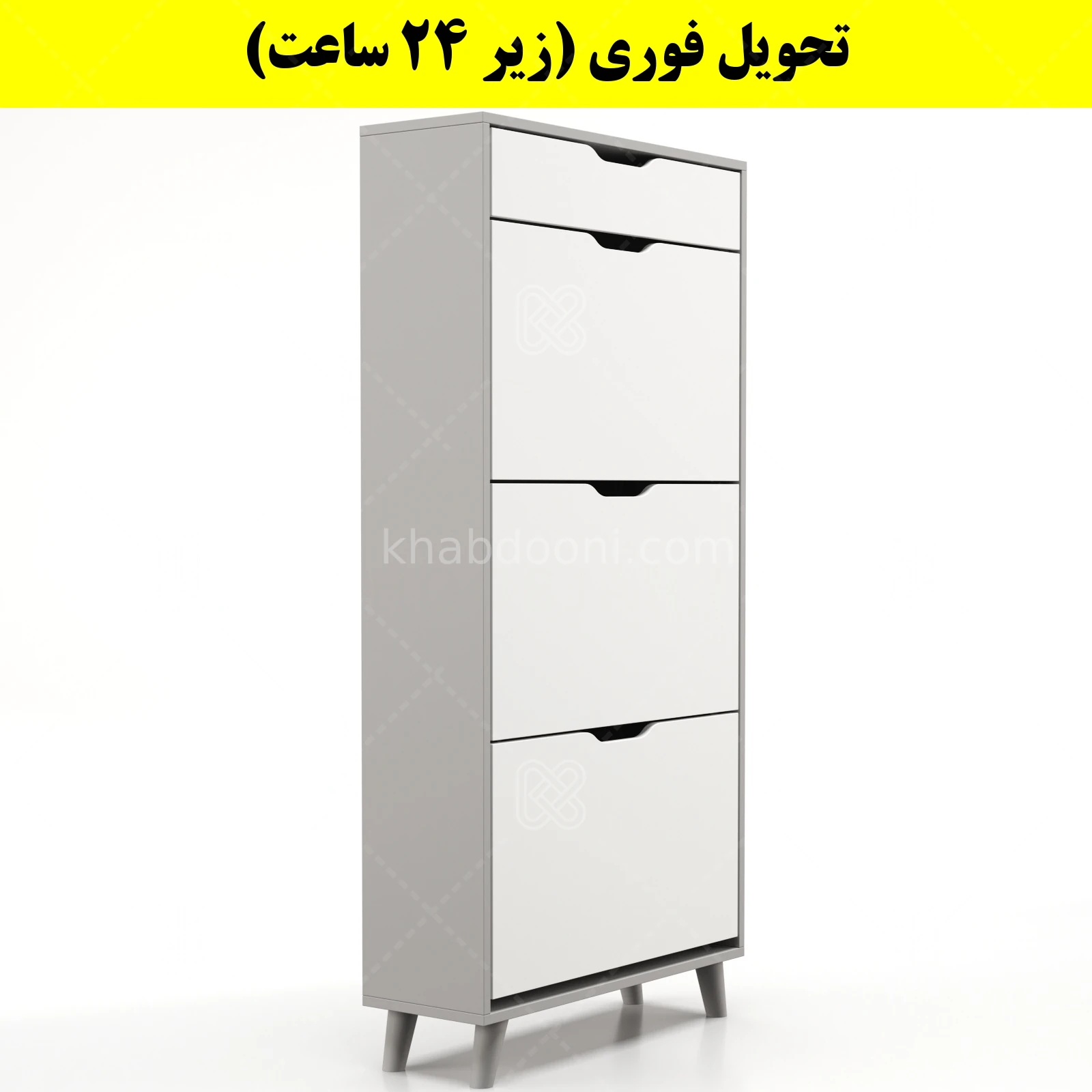 جاکفشی داشبوردی سه درب کشودار النا – طول 70 (تحویل فوری) سفید طوسی