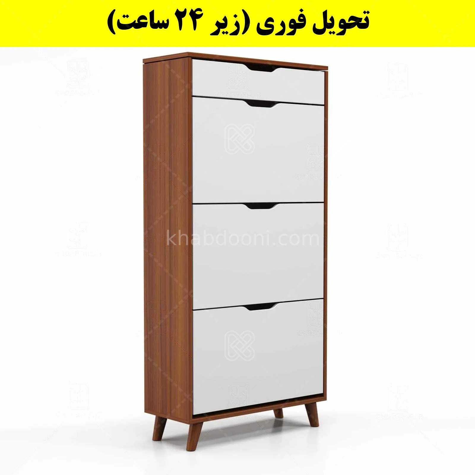 جاکفشی داشبوردی سه درب کشودار النا – طول 70 (تحویل فوری) سفید فندوقی