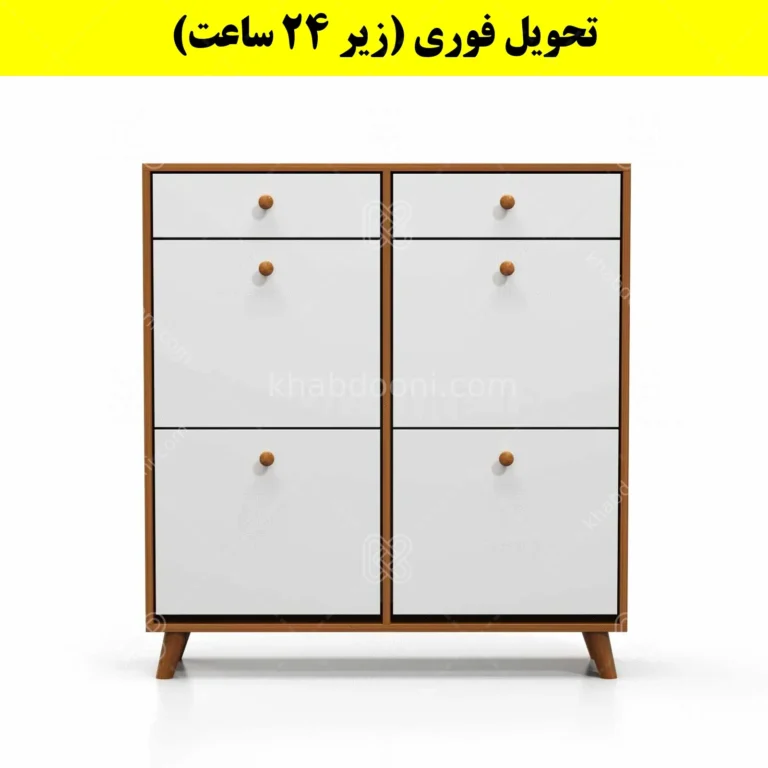 جاکفشی داشبوردی چهار درب کشودار دستگیره چوبی – طول 100 (تحویل فوری)