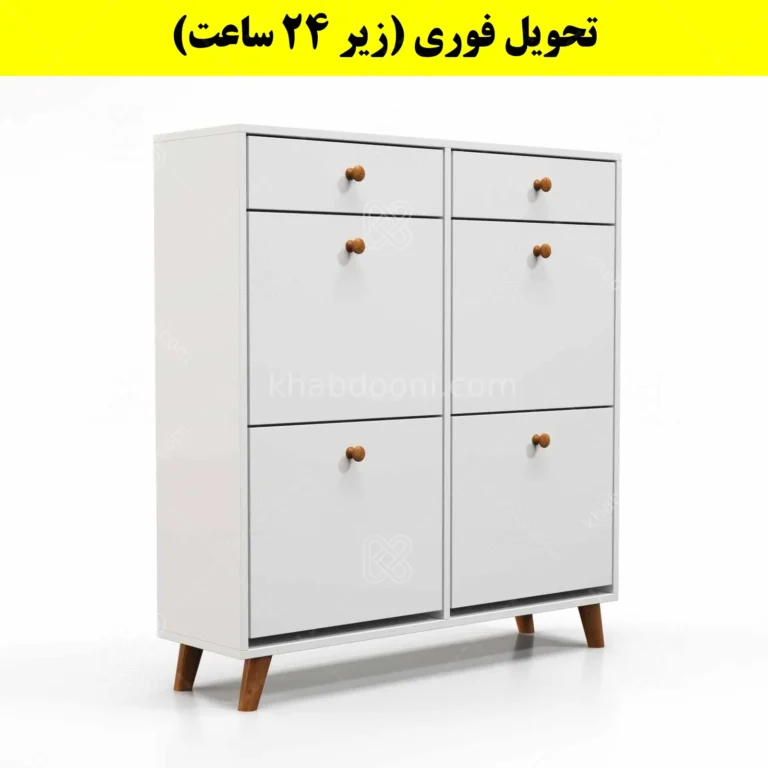 جاکفشی داشبوردی چهار درب کشودار دستگیره چوبی – طول 100 (تحویل فوری)