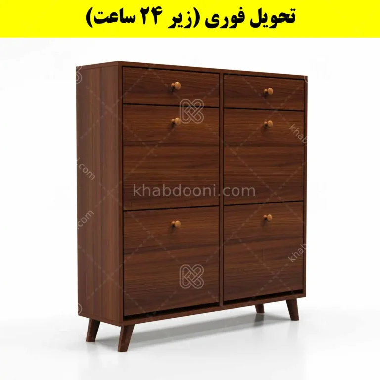 جاکفشی داشبوردی چهار درب کشودار دستگیره چوبی – طول 100 (تحویل فوری)