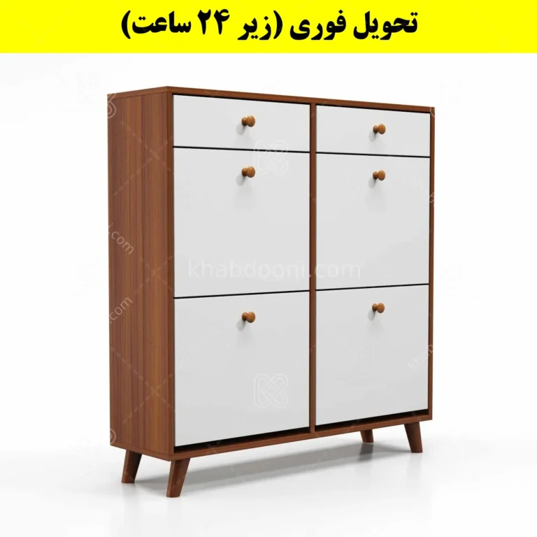 جاکفشی داشبوردی چهار درب کشودار دستگیره چوبی – طول 100 (تحویل فوری)