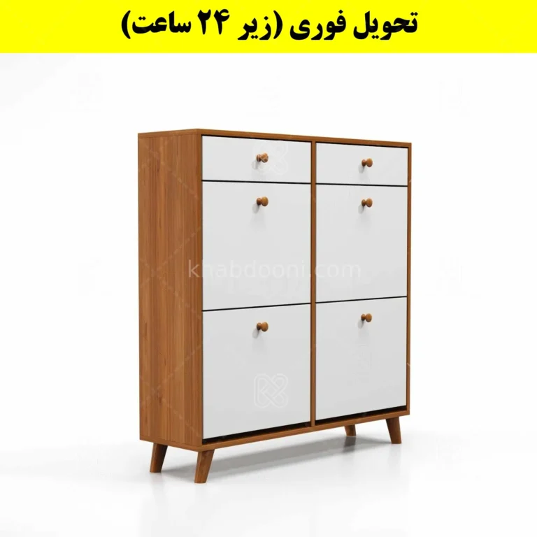 جاکفشی داشبوردی چهار درب کشودار دستگیره چوبی – طول 100 (تحویل فوری)