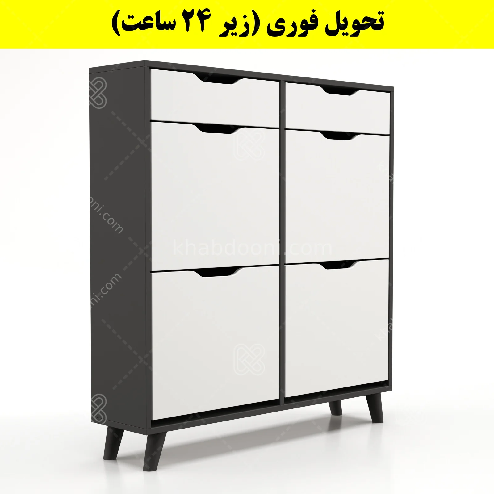 جاکفشی داشبوردی چهار درب کشودار النا – طول 100 (تحویل فوری) سفید نوک مدادی