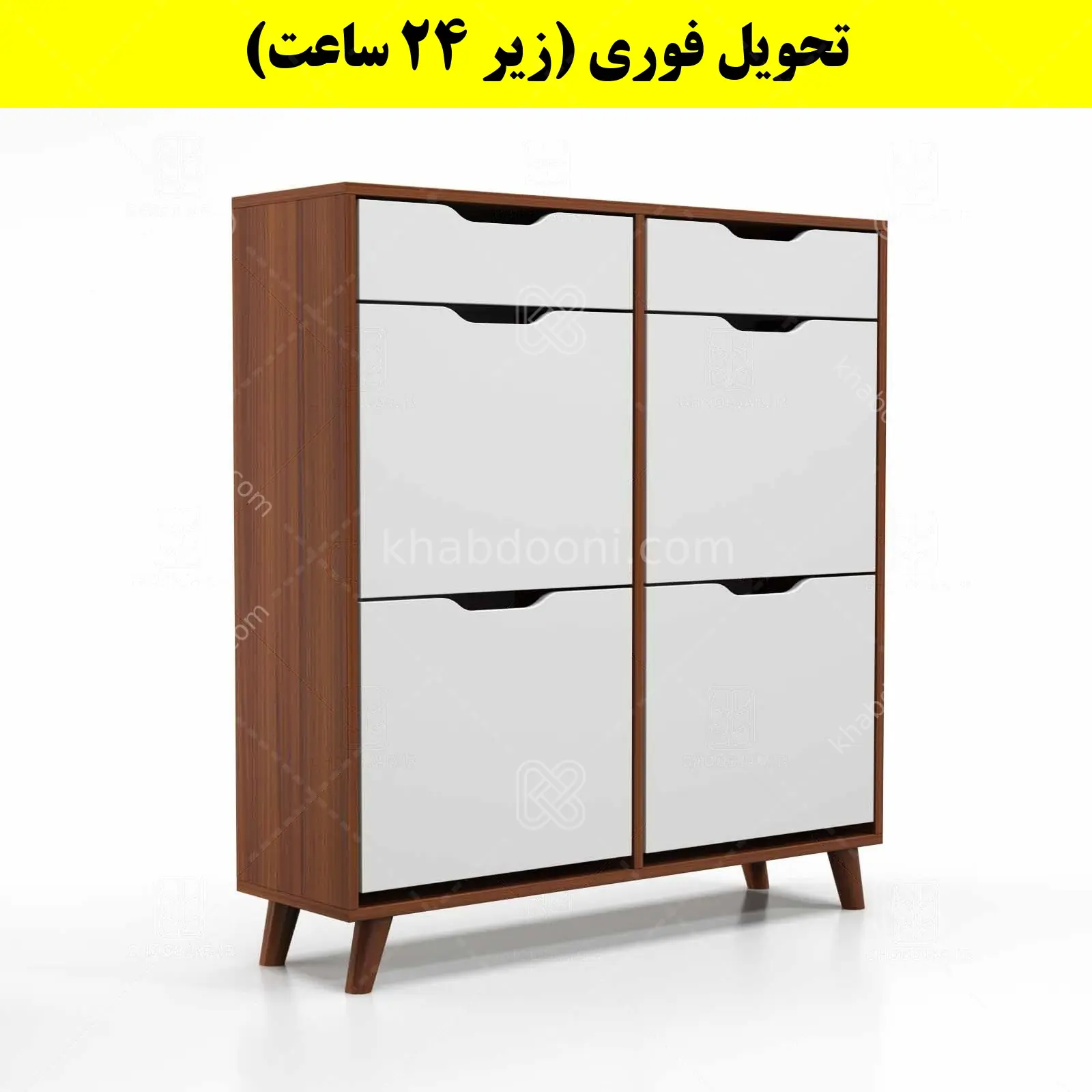 جاکفشی داشبوردی چهار درب کشودار النا – طول 100 (تحویل فوری) سفید فندوقی