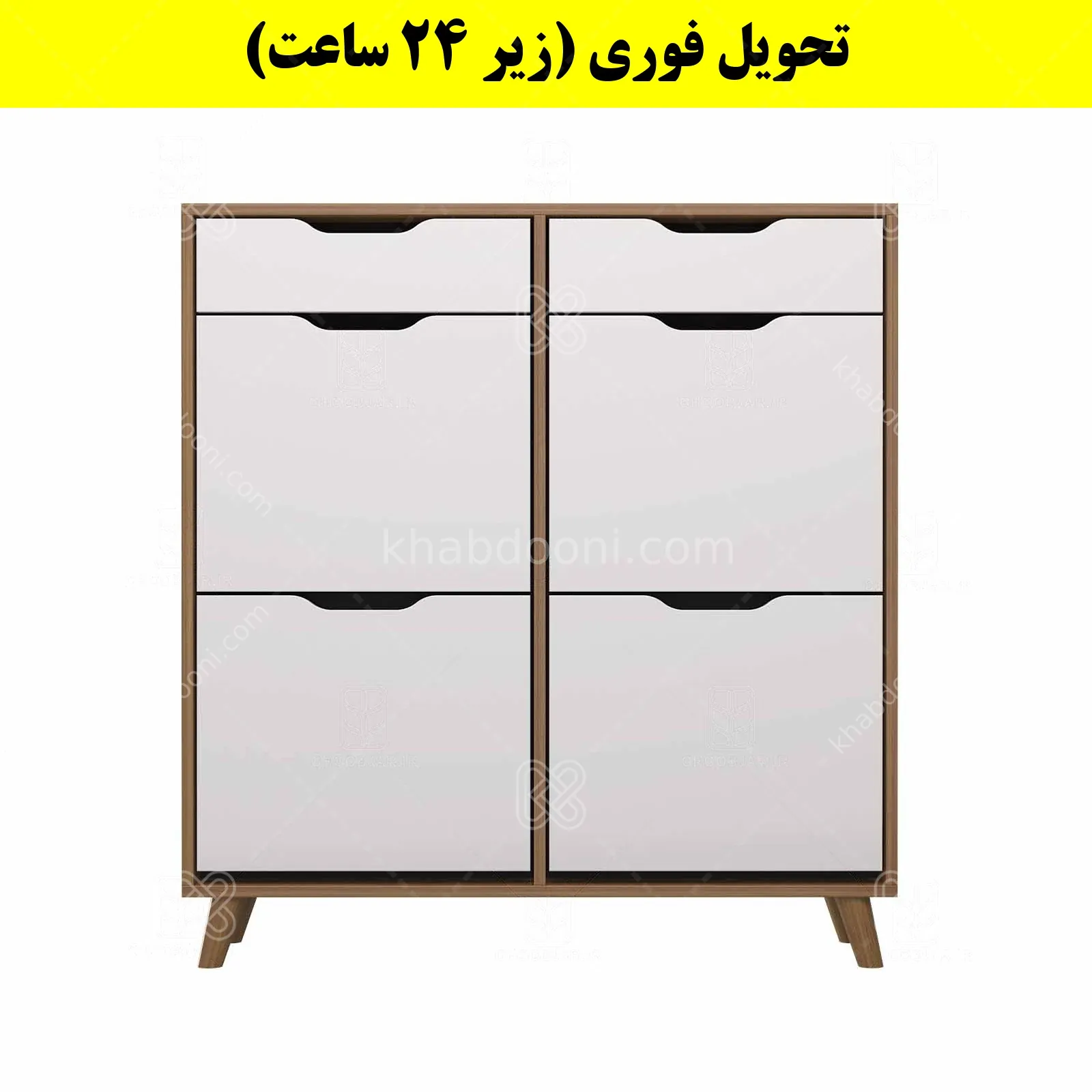 جاکفشی داشبوردی چهار درب کشودار النا – طول 100 (تحویل فوری) سفید گردویی