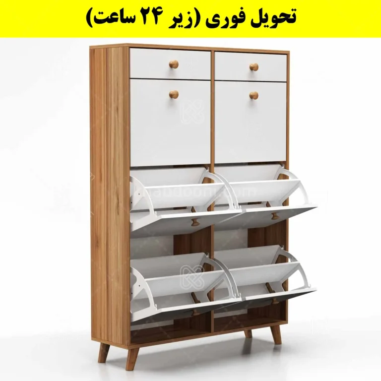 جاکفشی داشبوردی شش درب کشودار دستگیره چوبی – طول 100 (تحویل فوری)
