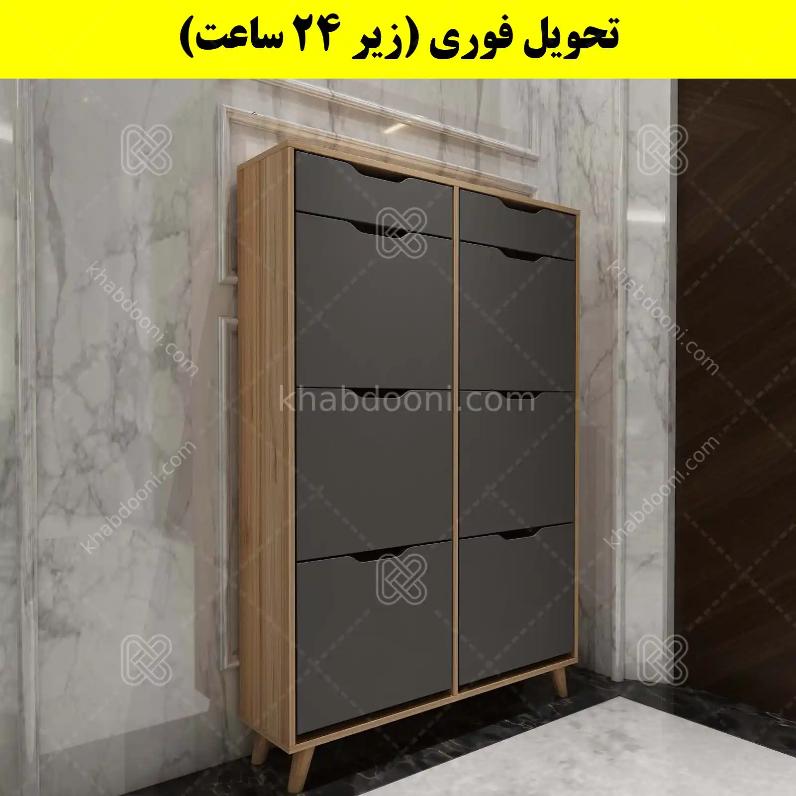 جاکفشی داشبوردی شش درب کشودار النا – طول 100 (تحویل فوری) نوک مدادی گردویی