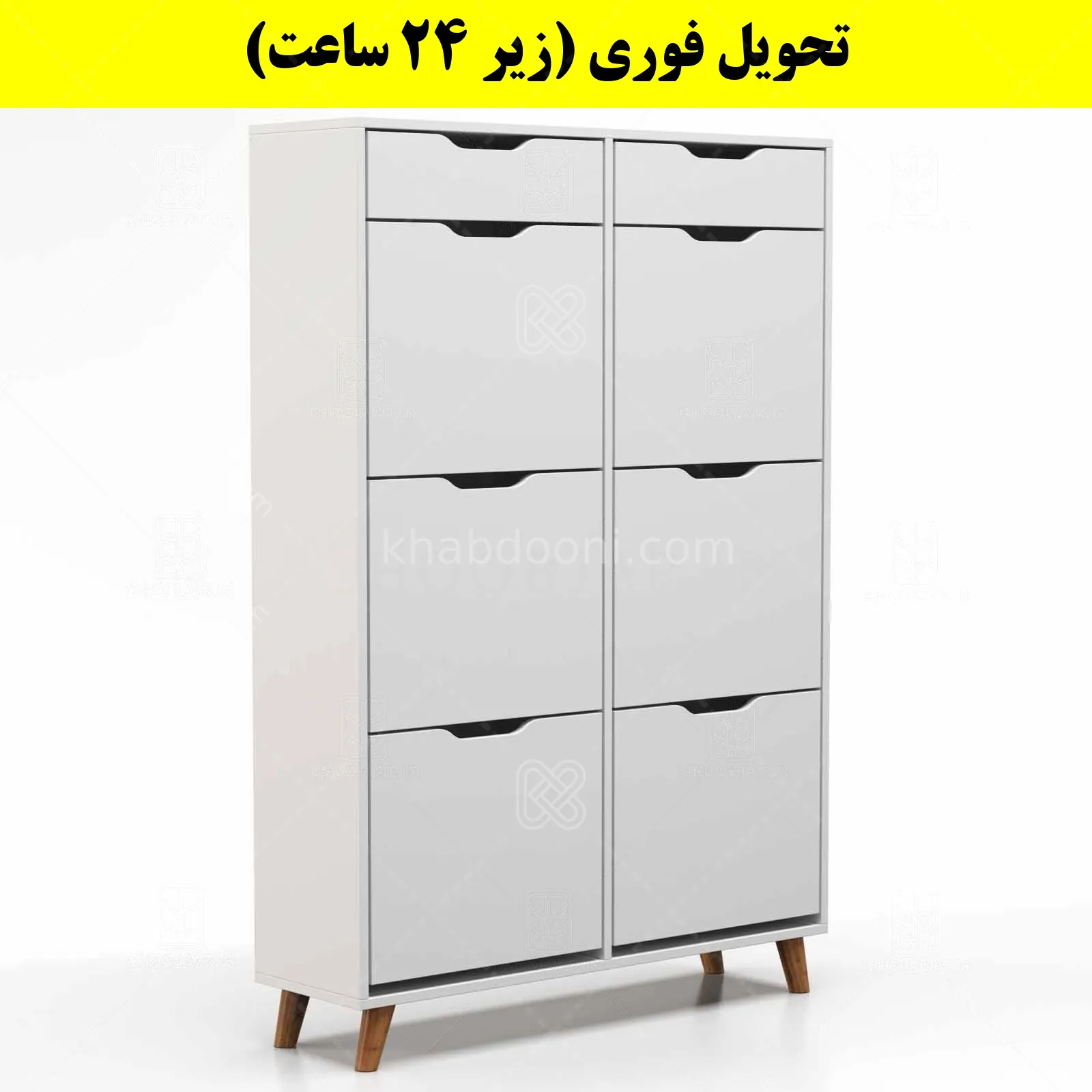 جاکفشی داشبوردی شش درب کشودار النا – طول 100 (تحویل فوری) سفید