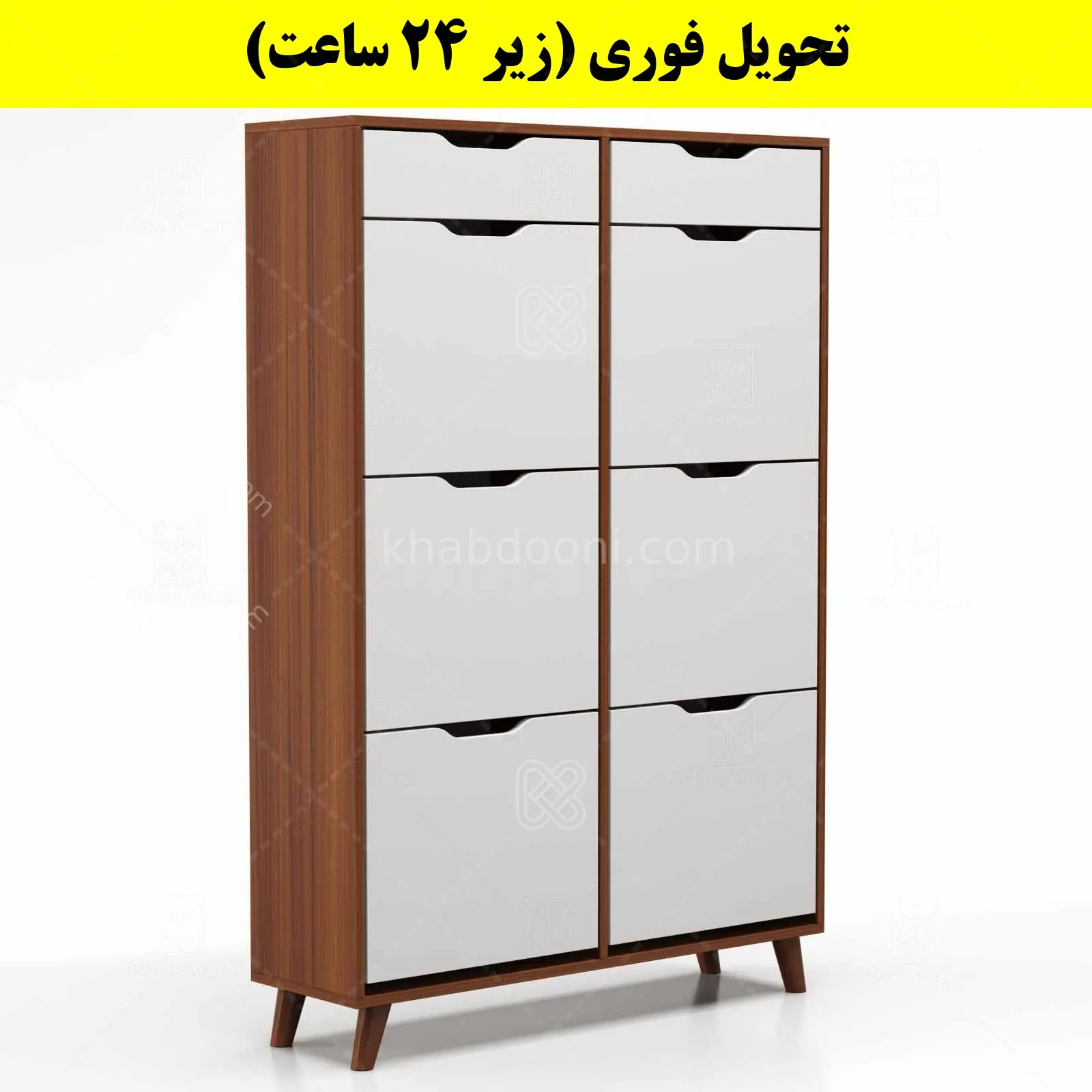 جاکفشی داشبوردی شش درب کشودار النا – طول 100 (تحویل فوری) سفید فندوقی