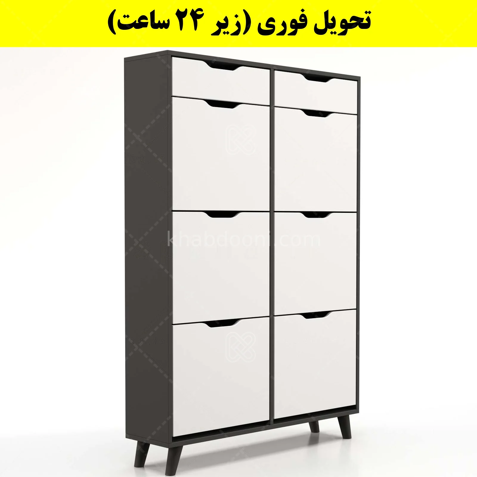 جاکفشی داشبوردی شش درب کشودار النا – طول 100 (تحویل فوری) سفید نوک مدادی