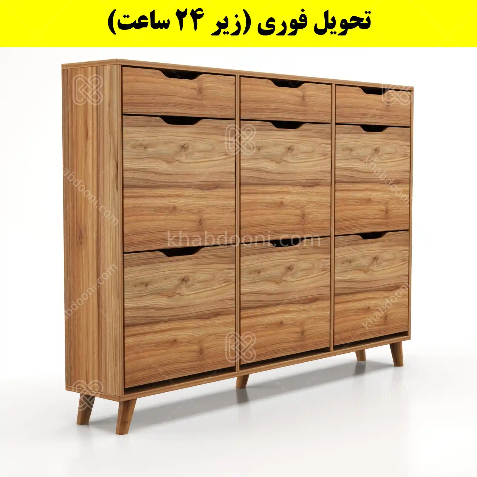 جاکفشی داشبوردی شش درب کشودار النا – طول 150 (تحویل فوری) گردویی