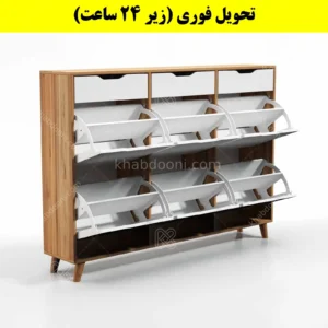 جاکفشی داشبوردی شش درب کشودار النا – طول 150 (تحویل فوری) سفید گردویی