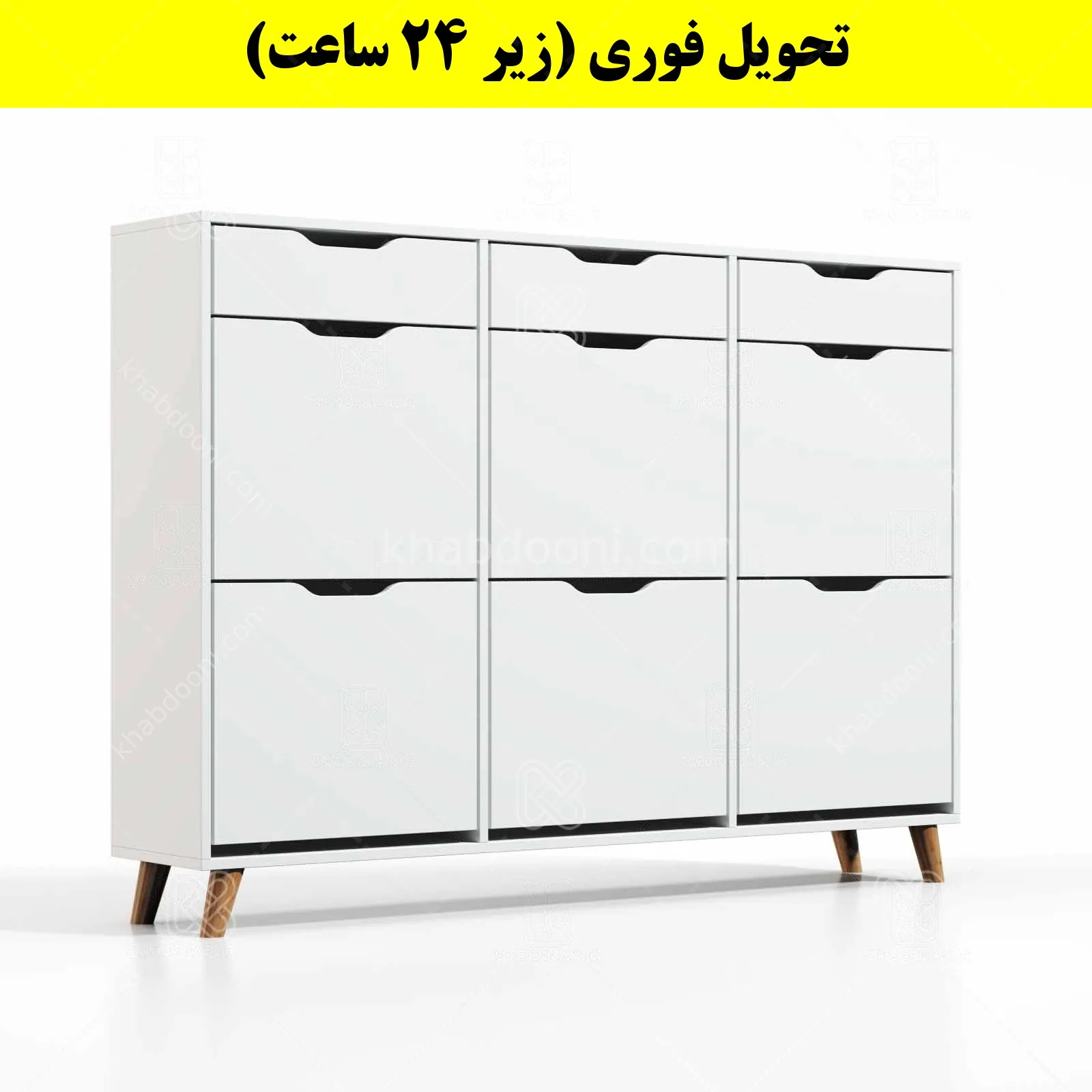 جاکفشی داشبوردی شش درب کشودار النا – طول 150 (تحویل فوری) سفید
