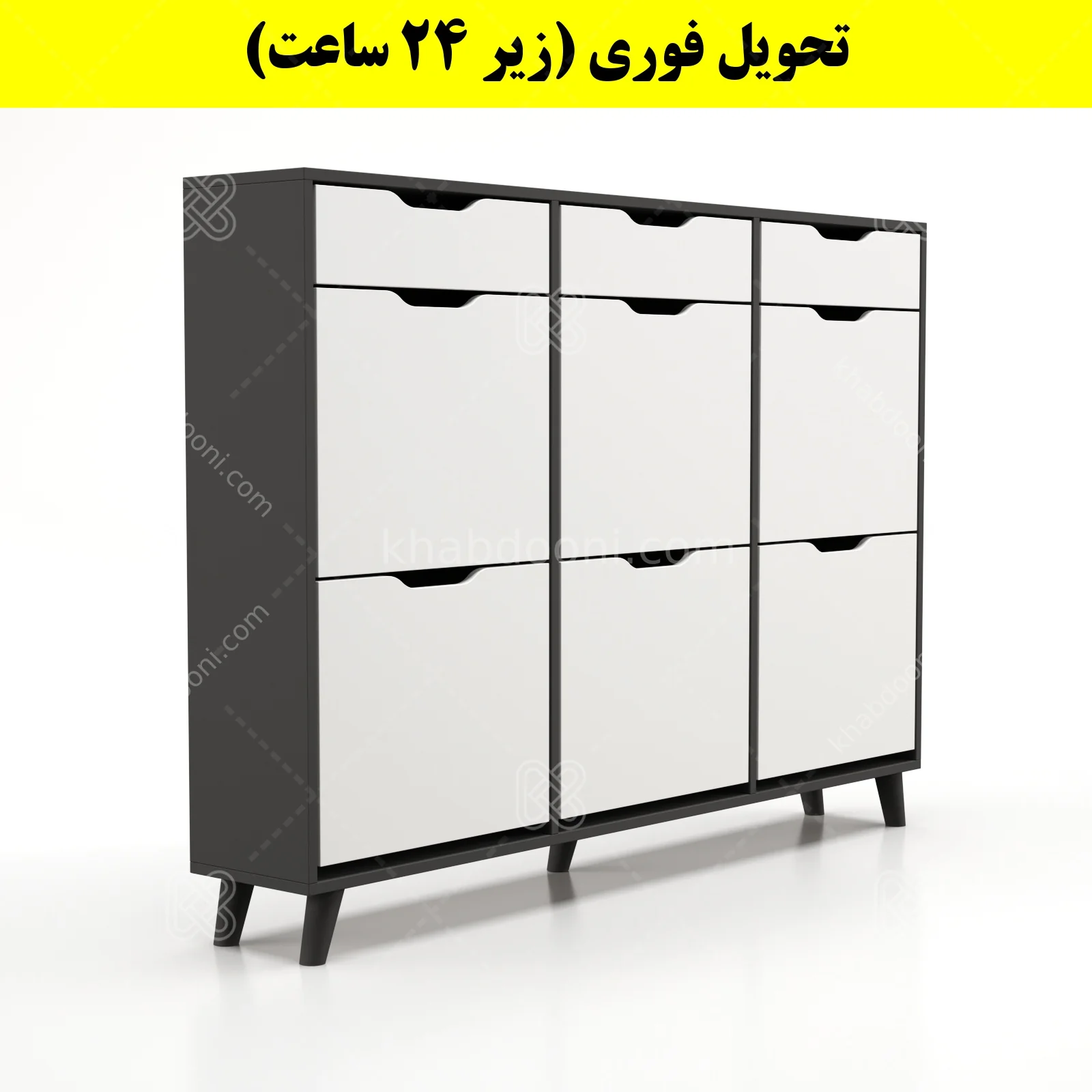 جاکفشی داشبوردی شش درب کشودار النا – طول 150 (تحویل فوری) سفید نوک مدادی