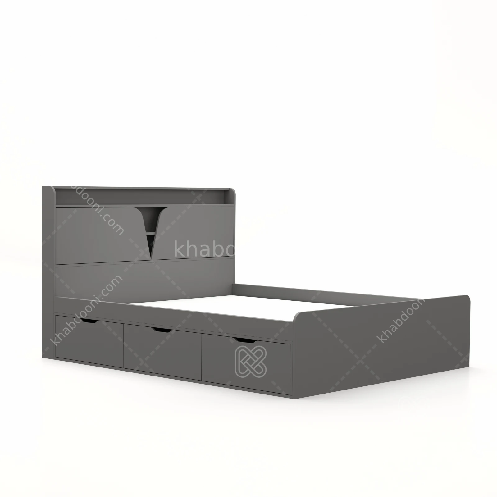 تخت خواب دو نفره شیوا سه کشو نوک مدادی