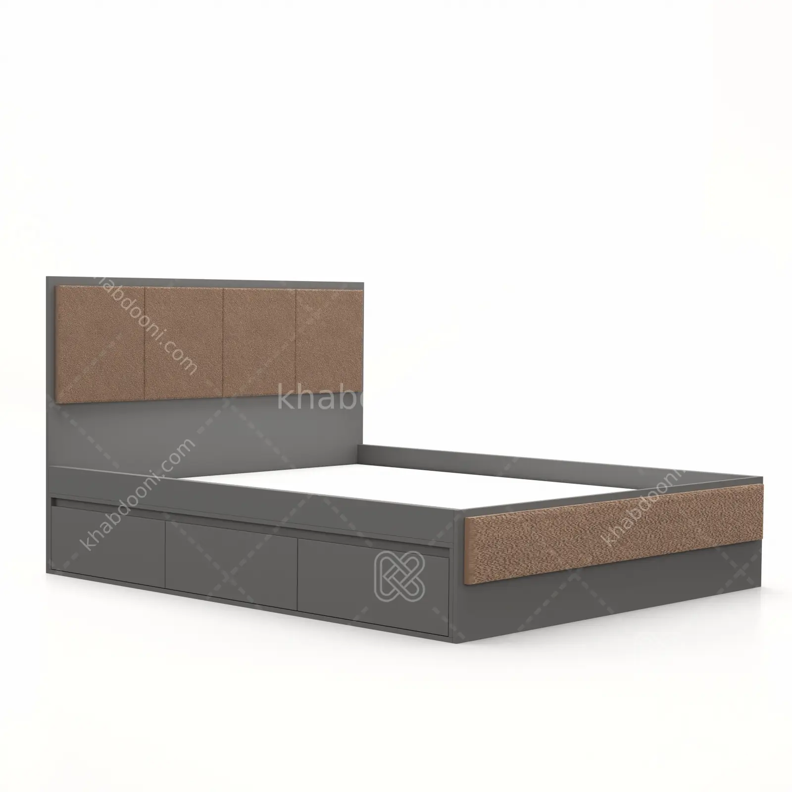 تخت خواب دو نفره یگانه سه کشو نوک مدادی