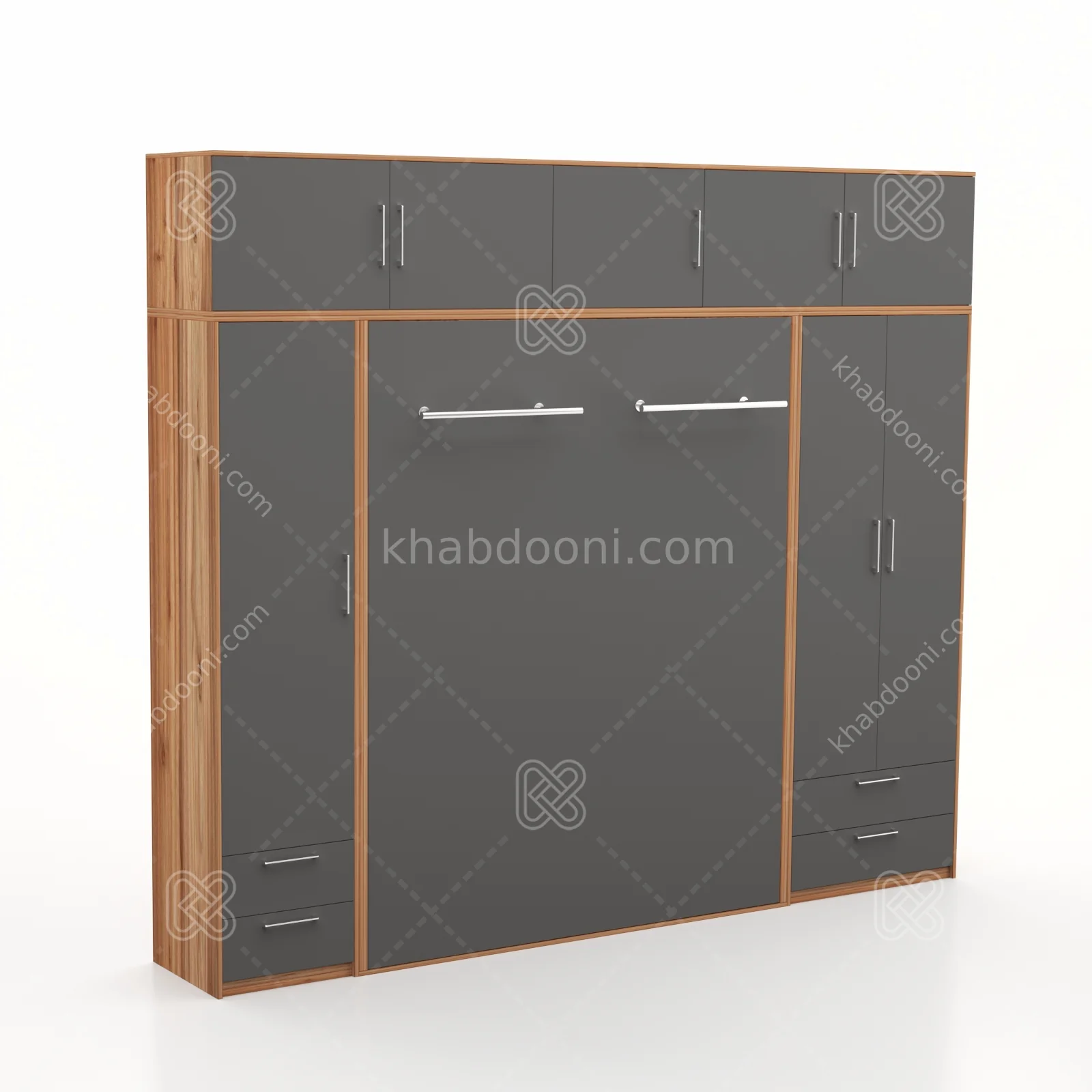 تخت تاشو عمودی دو نفره طول 300 کد 100 نوک مدادی گردویی